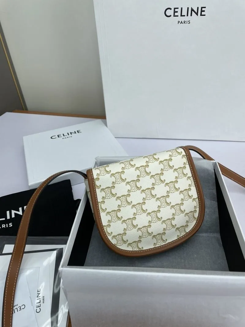 Alternative view of Celine White Brown Saddle Crossbody Bag 598