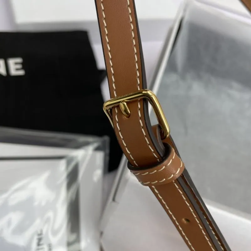 Celine White Brown Saddle Crossbody Bag 598 - Image 5