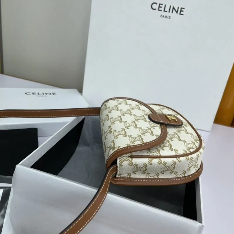 Celine White Brown Saddle Crossbody Bag 598 - Image 6