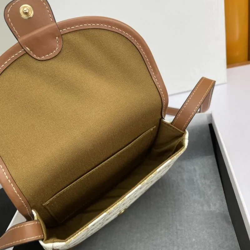 Celine White Brown Saddle Crossbody Bag 598 - Image 7