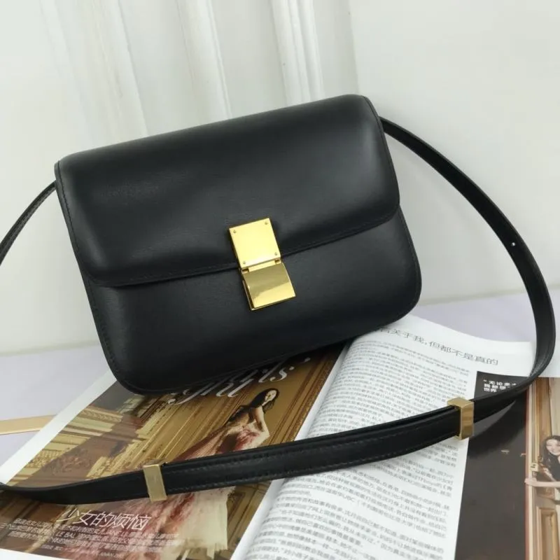 Celine Black Leather Satchel Crossbody Bag 600