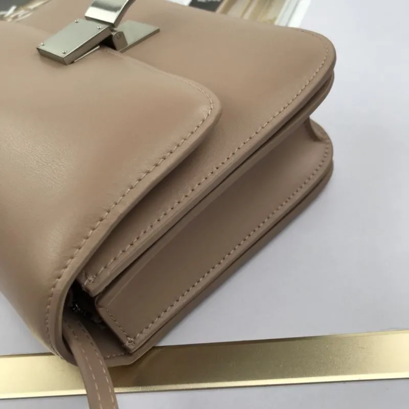 Celine Taupe Leather Crossbody Satchel Bag 601 - Image 4