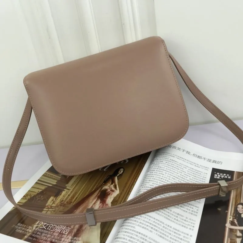 Celine Taupe Leather Crossbody Satchel Bag 601 - Image 5