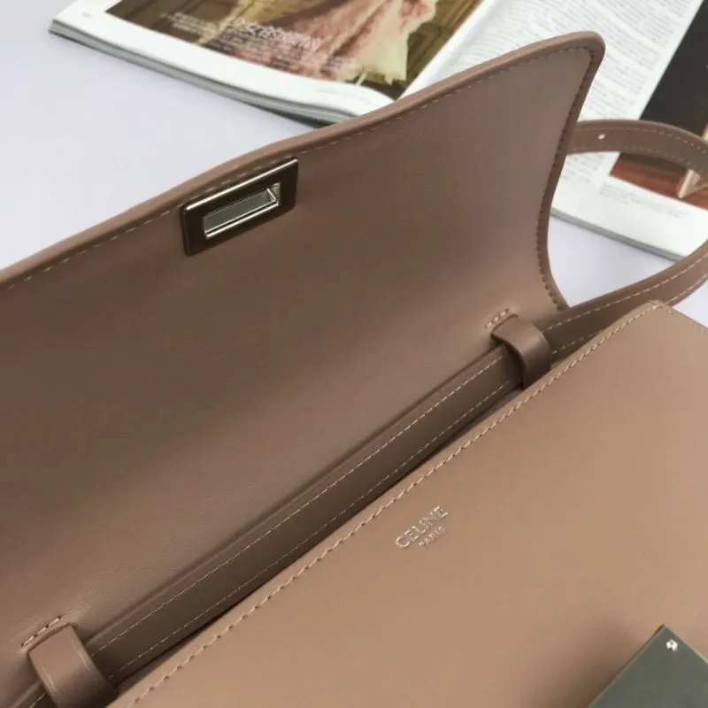 Celine Taupe Leather Crossbody Satchel Bag 601 - Image 6