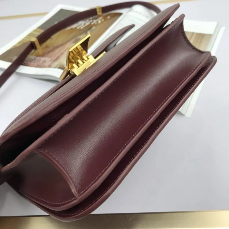 Celine Burgundy Leather Satchel Bag 604 - Image 3