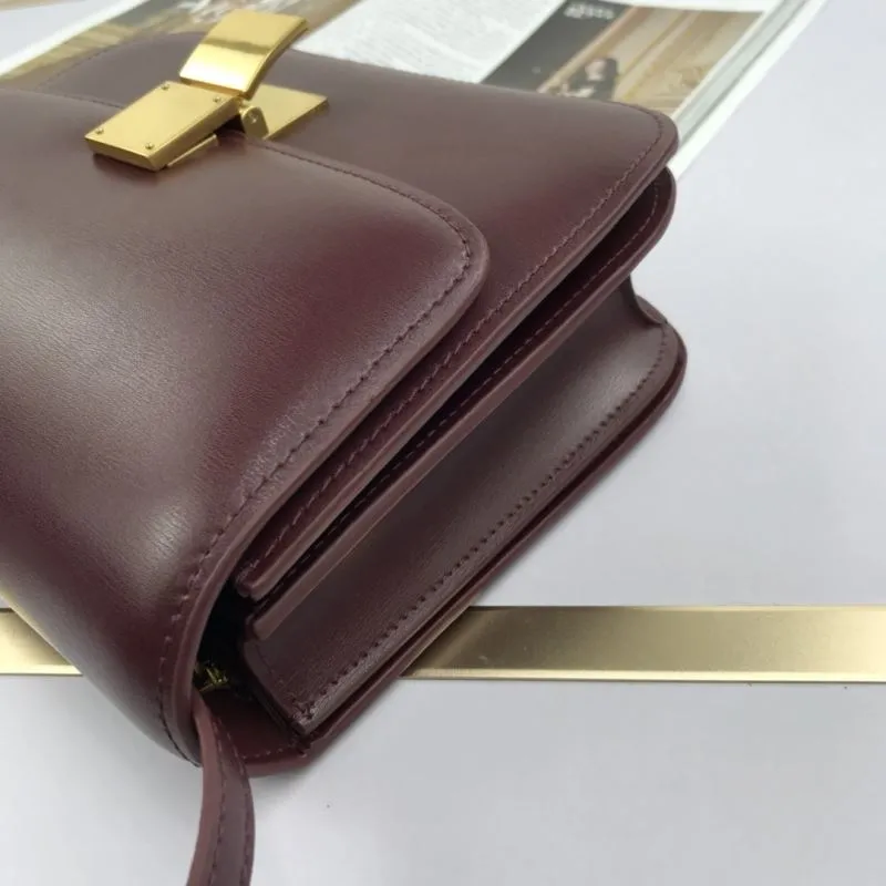 Celine Burgundy Leather Satchel Bag 604 - Image 5