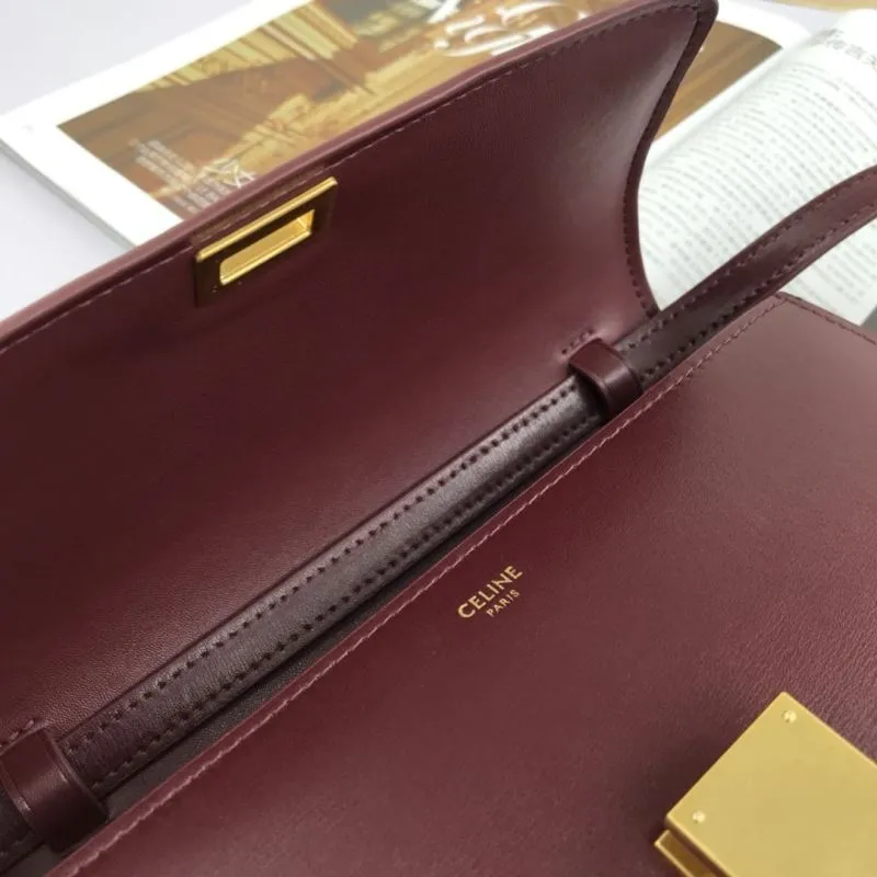 Celine Burgundy Leather Satchel Bag 604 - Image 6