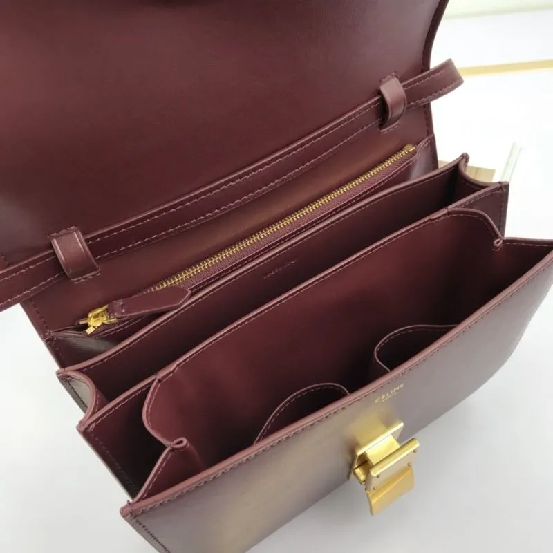 Celine Burgundy Leather Satchel Bag 604 - Image 7