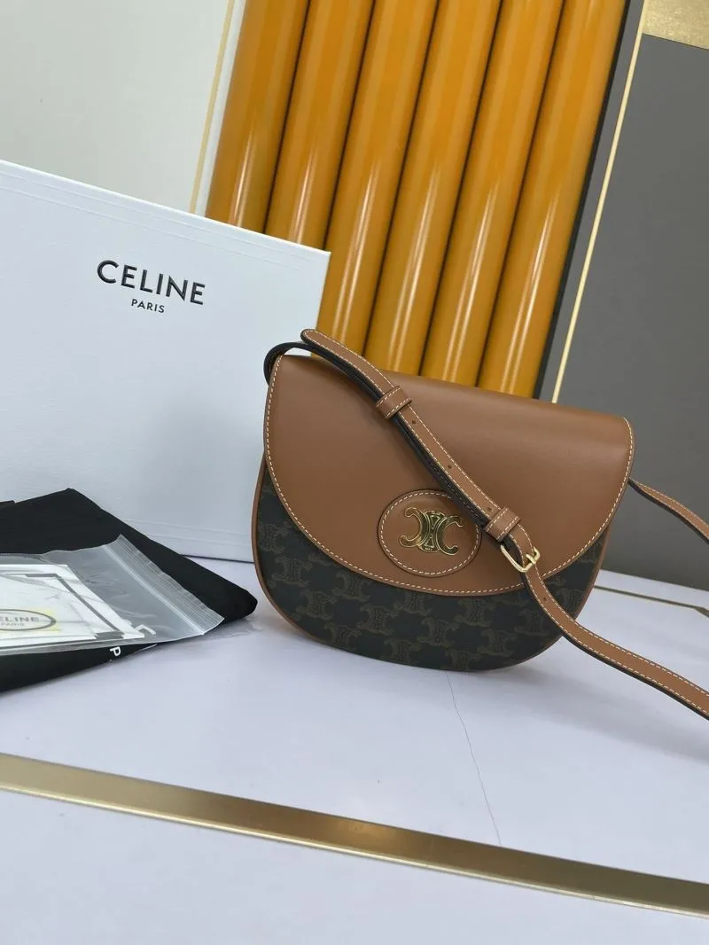 Celine Brown Monogram Crossbody Satchel Bag 605