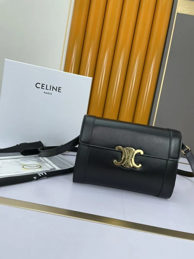 Celine Black Leather Crossbody Satchel Bag 606