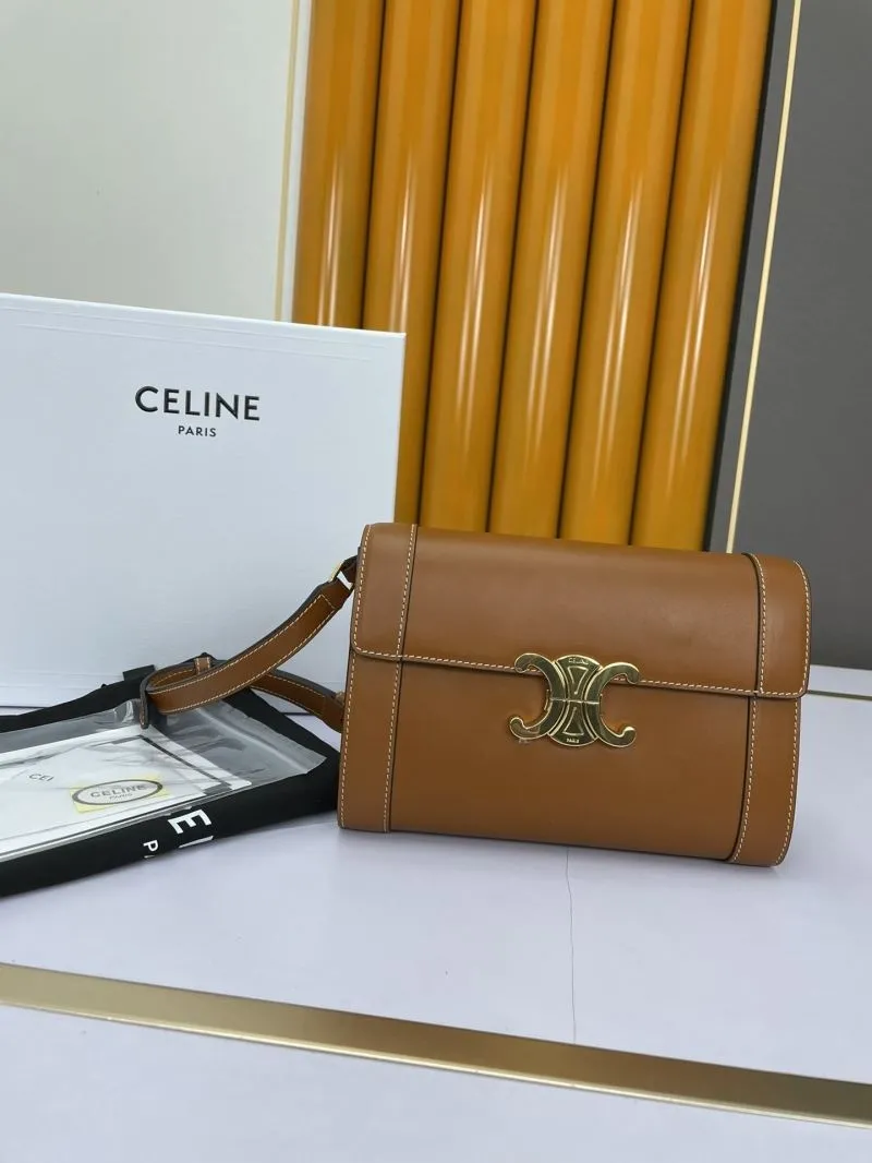 Celine Brown Leather Satchel Bag 607