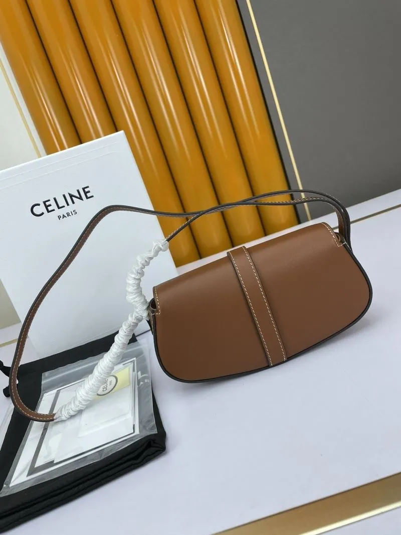 Celine Brown Leather Satchel Bag 610 - Image 3