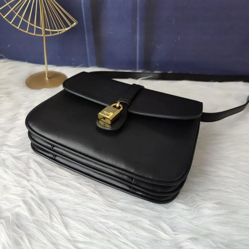 Celine Black Leather Crossbody Satchel Bag - Image 5