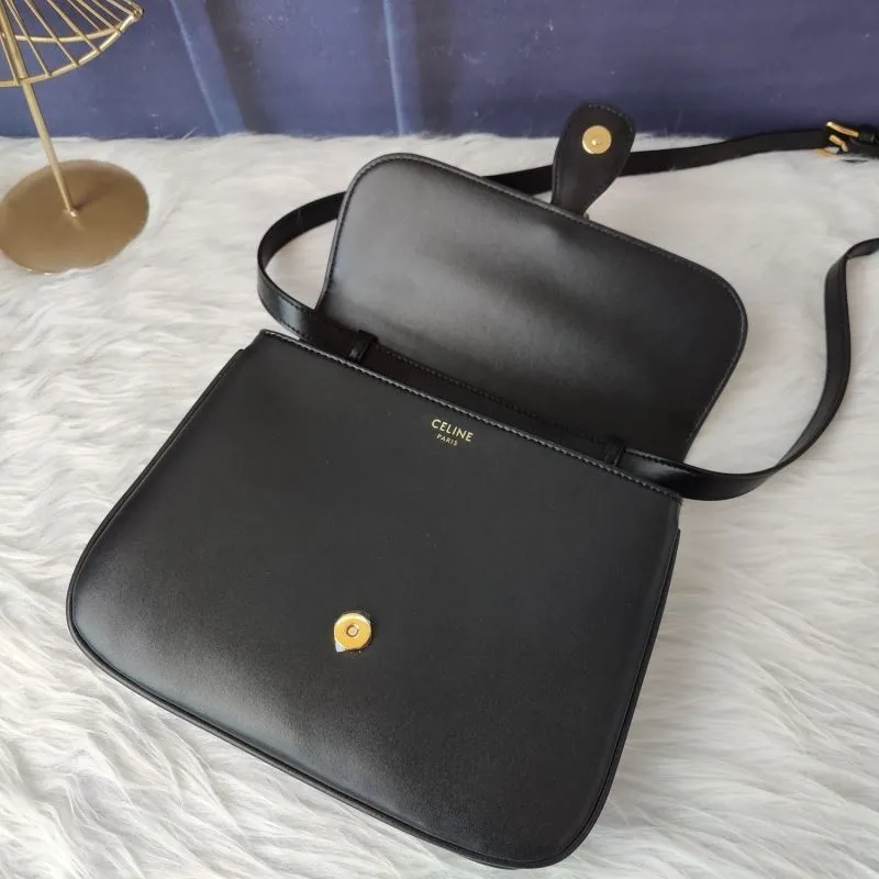 Celine Black Leather Crossbody Satchel Bag - Image 6