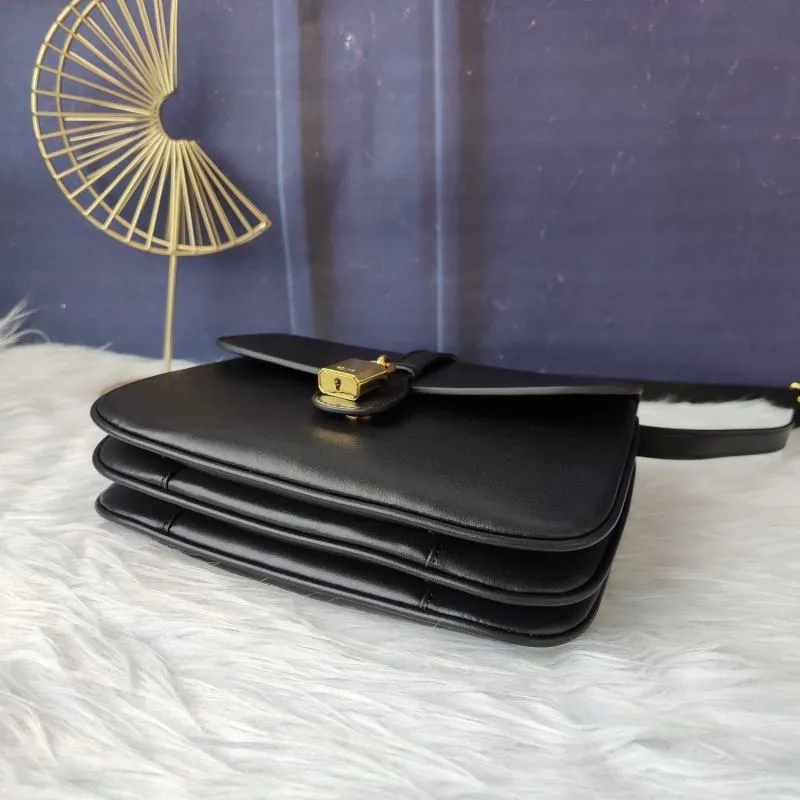 Celine Black Leather Crossbody Satchel Bag - Image 7