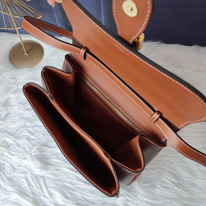 Celine Brown Leather Satchel Crossbody Bag 619 - Image 7