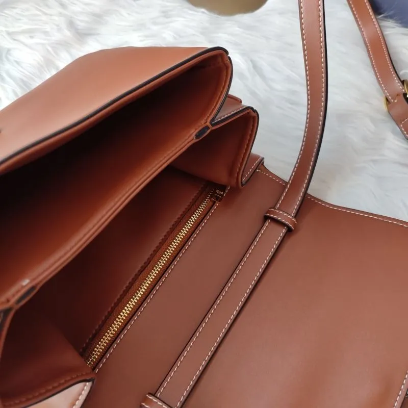 Celine Brown Leather Satchel Crossbody Bag 619 - Image 8