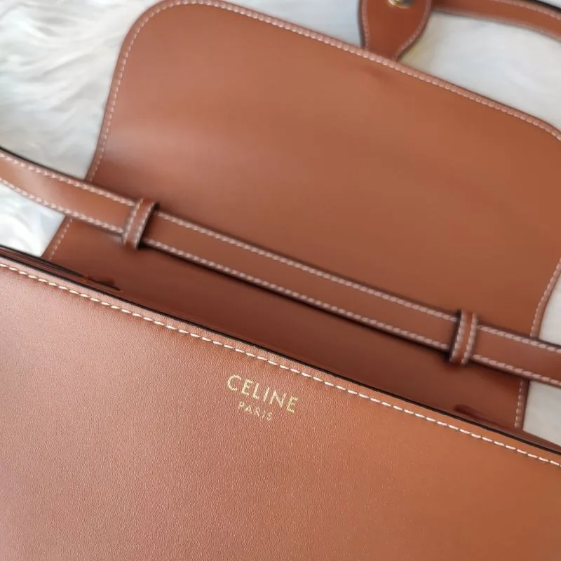 Celine Brown Leather Satchel Crossbody Bag 619 - Image 9