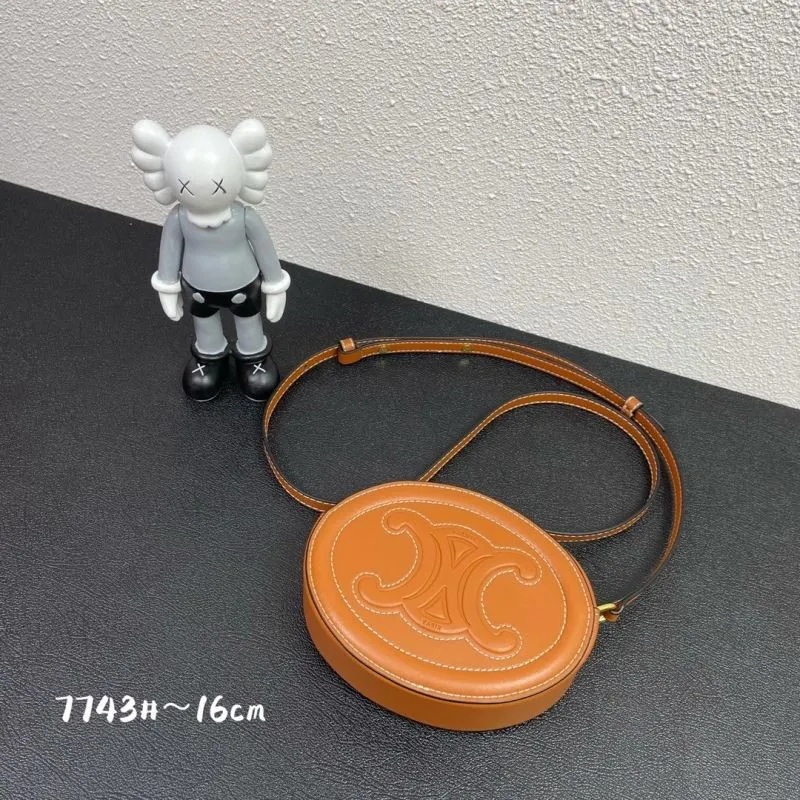 Celine Brown Oval Crossbody Bag 7743 16cm