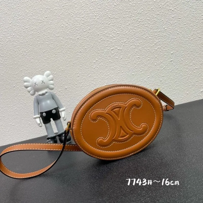 Alternative view of Celine Brown Oval Crossbody Bag 7743 16cm