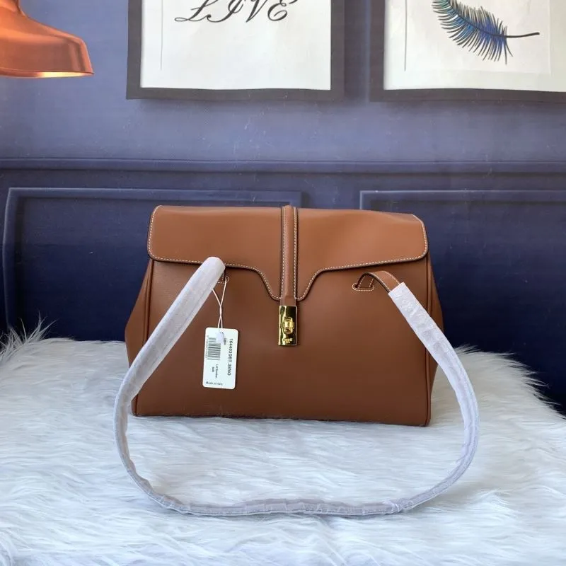 Celine Brown Leather Satchel Bag 628
