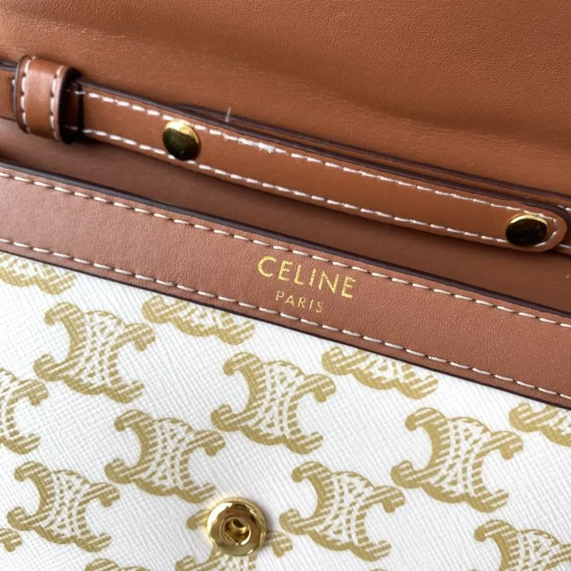 Celine White Brown Monogram Chain Satchel Bag - Image 6