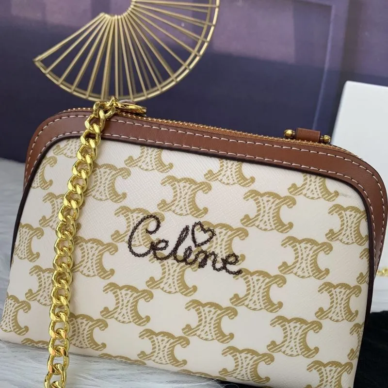 Celine C10E382 Beige Chain Crossbody Bag - Image 3