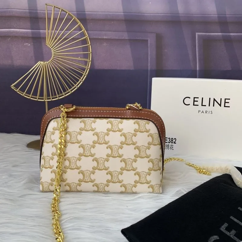 Celine C10E382 Beige Chain Crossbody Bag - Image 4