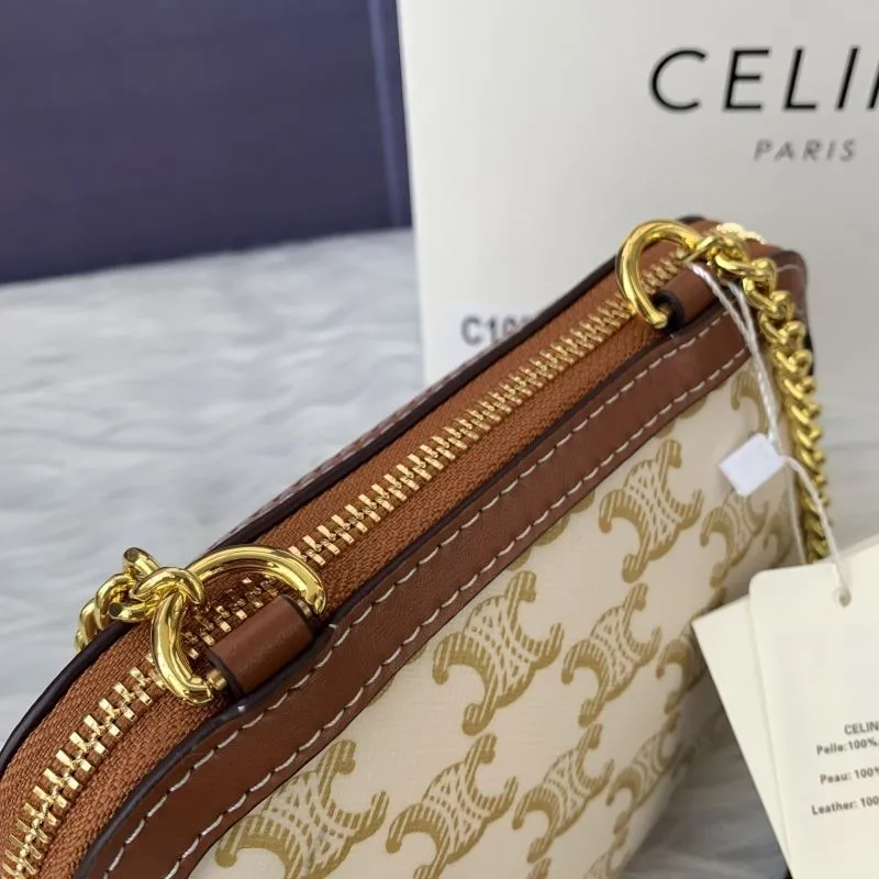 Celine C10E382 Beige Chain Crossbody Bag - Image 7