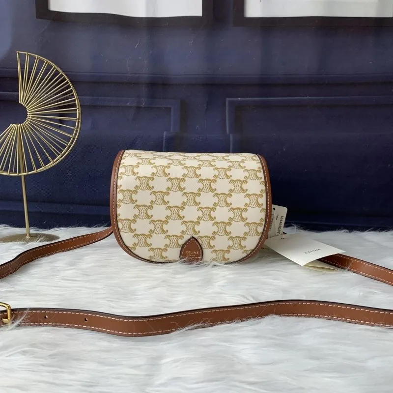 Celine Beige Crossbody Saddle Bag 637
