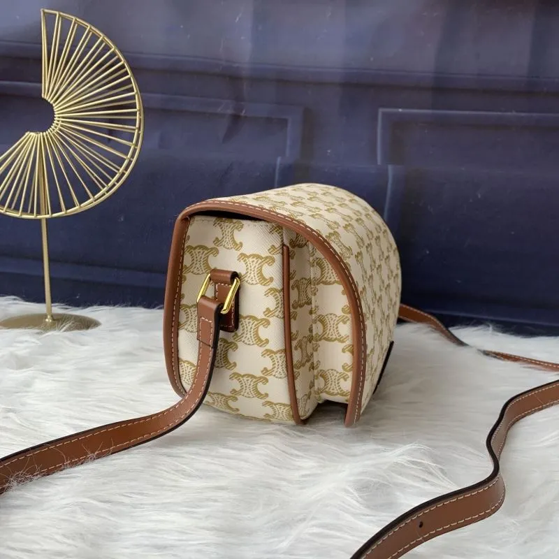 Celine Beige Crossbody Saddle Bag 637 - Image 4
