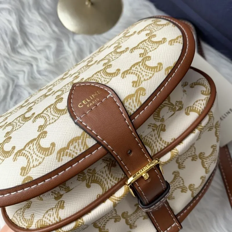 Celine Beige Crossbody Saddle Bag 637 - Image 5