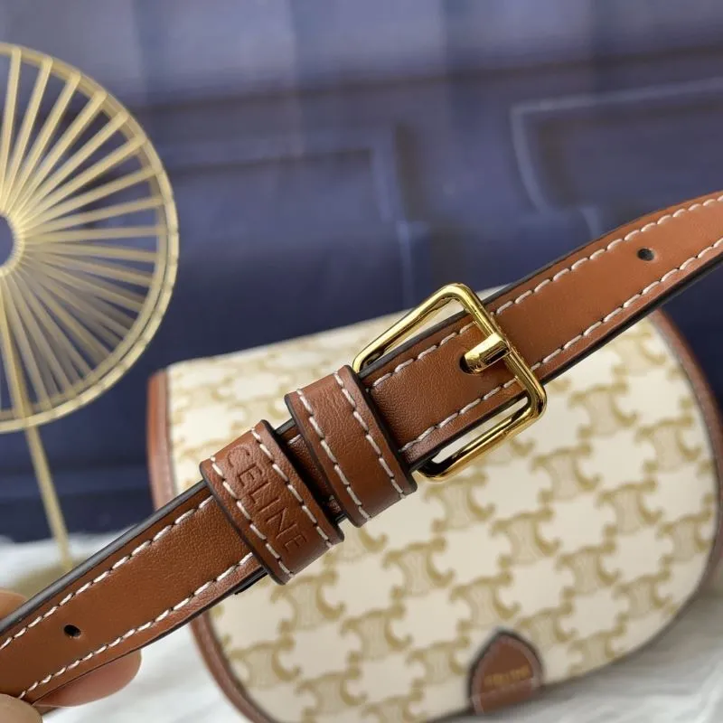 Celine Beige Crossbody Saddle Bag 637 - Image 6