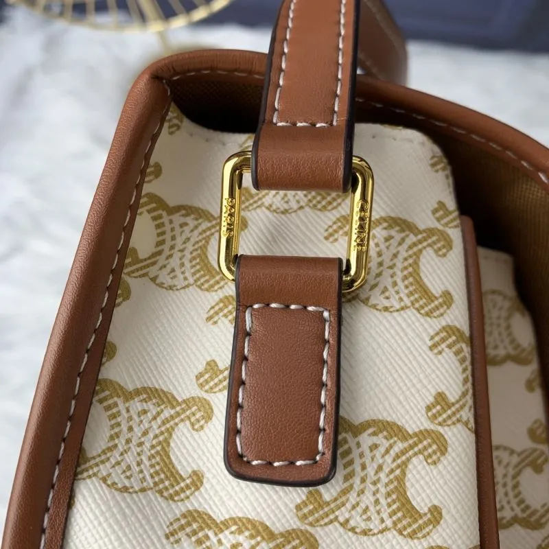 Celine Beige Crossbody Saddle Bag 637 - Image 7