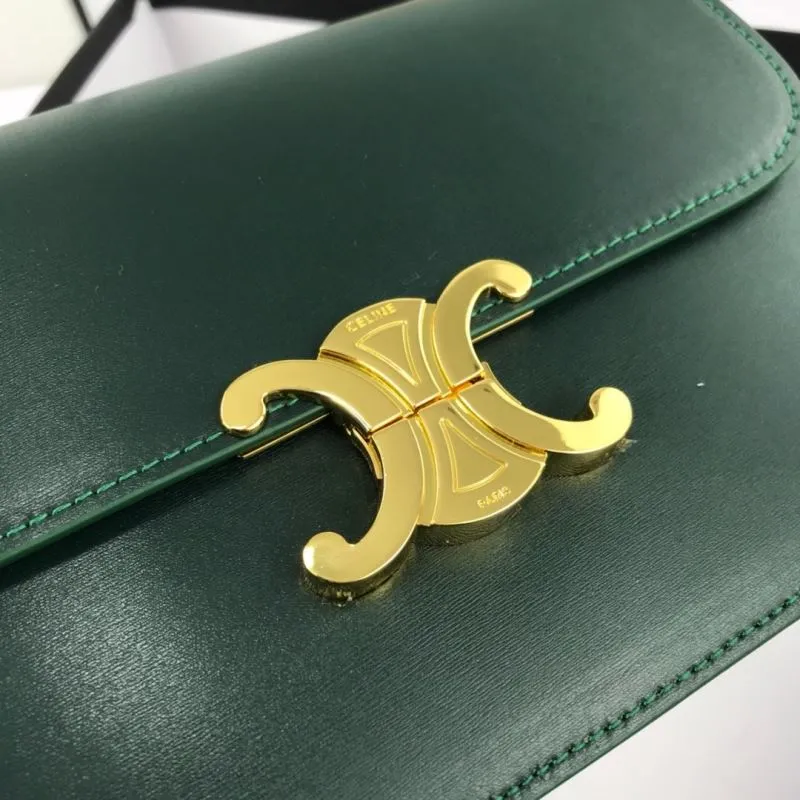Alternative view of Celine Dark Green Leather Satchel Crossbody Bag 638