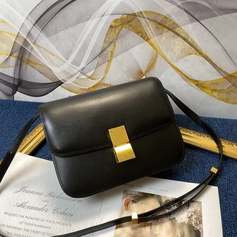 Celine Black Leather Satchel Bag 641