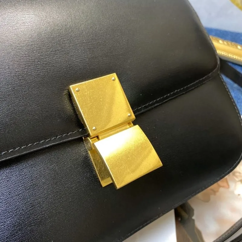 Celine Black Leather Satchel Bag 641 - Image 5