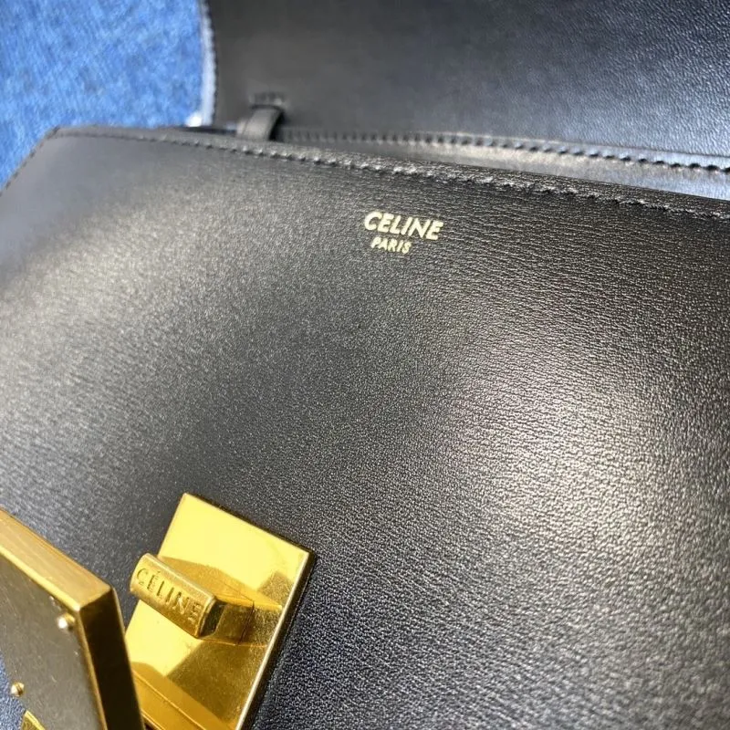 Celine Black Leather Satchel Bag 641 - Image 6