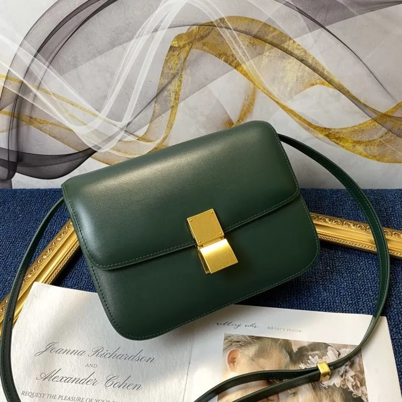 Celine Dark Green Satchel Crossbody Bag 642