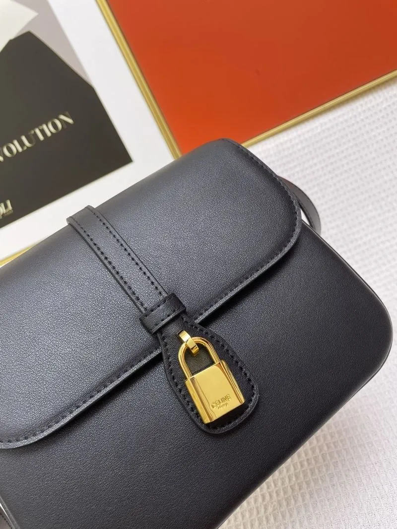 Celine Black Leather Crossbody Satchel Bag 647 - Image 4