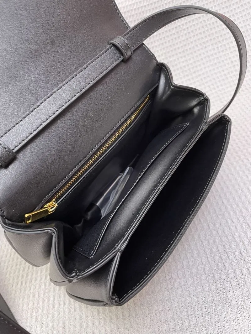 Celine Black Leather Crossbody Satchel Bag 647 - Image 8