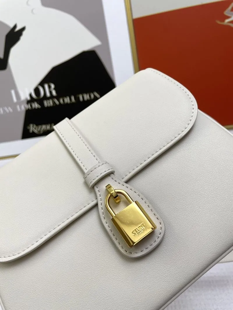 Celine Cream Satchel Crossbody Bag 648 - Image 4