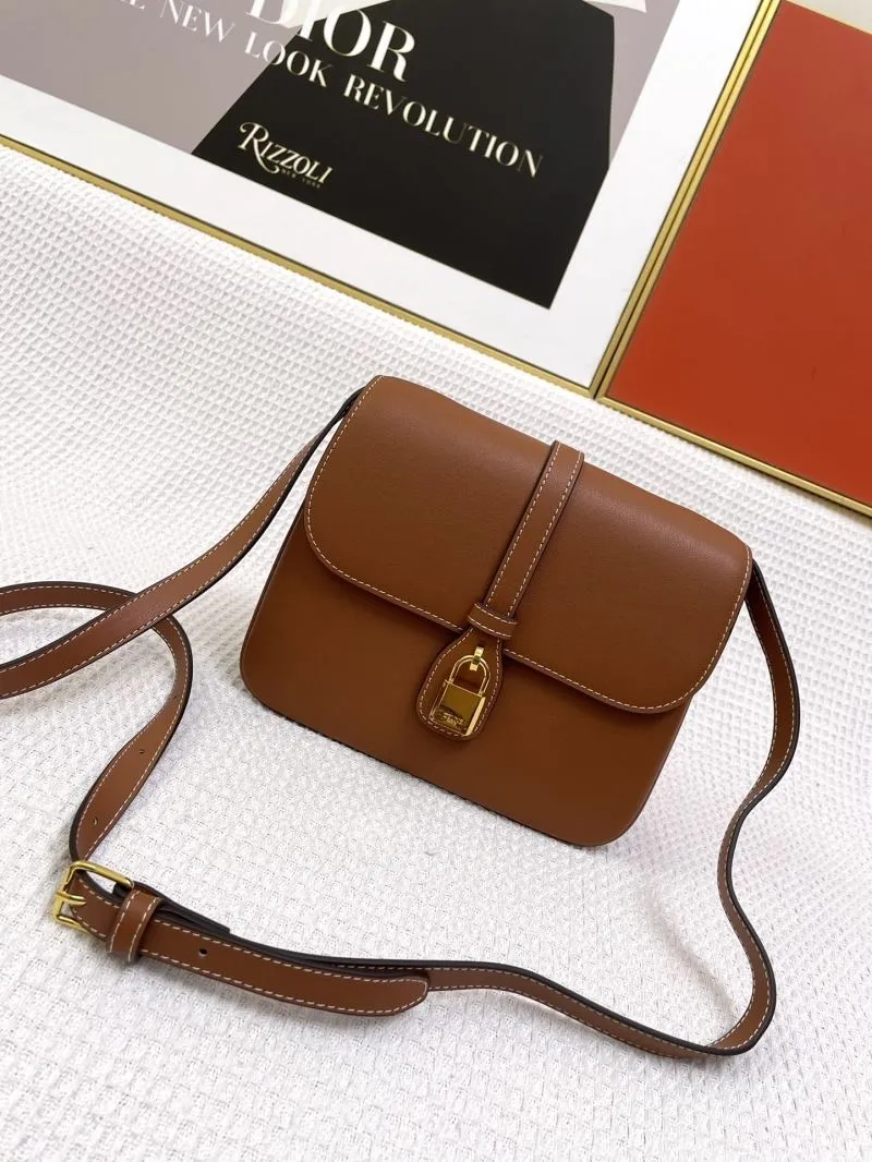 Celine Brown Leather Crossbody Satchel Bag 649