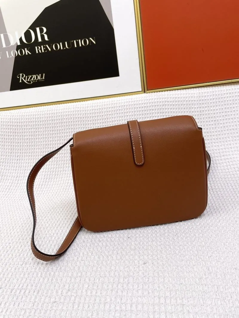 Alternative view of Celine Brown Leather Crossbody Satchel Bag 649