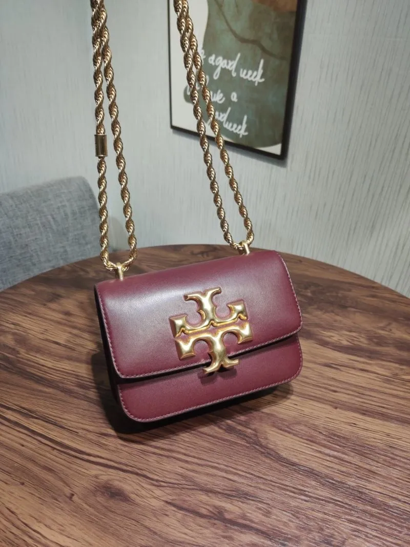 Tory Burch Burgundy Leather Crossbody Satchel Bag