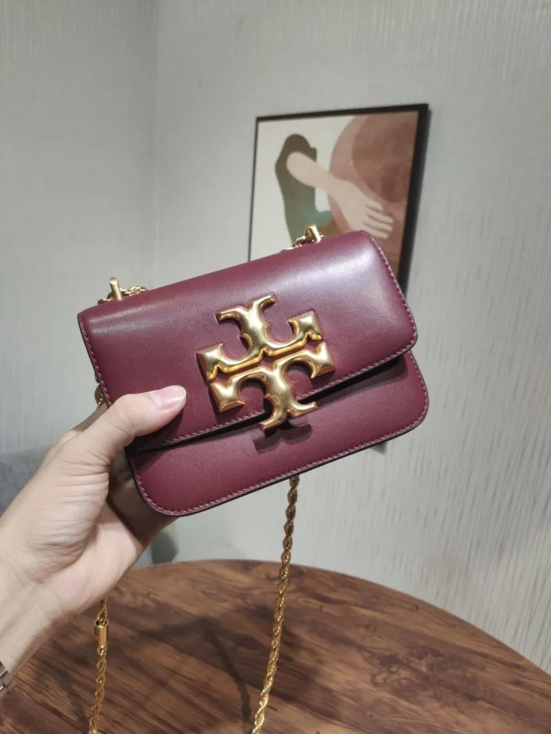 Tory Burch Burgundy Leather Crossbody Satchel Bag - Image 4