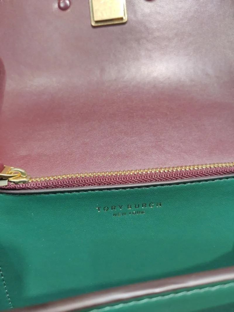 Tory Burch Burgundy Leather Crossbody Satchel Bag - Image 9