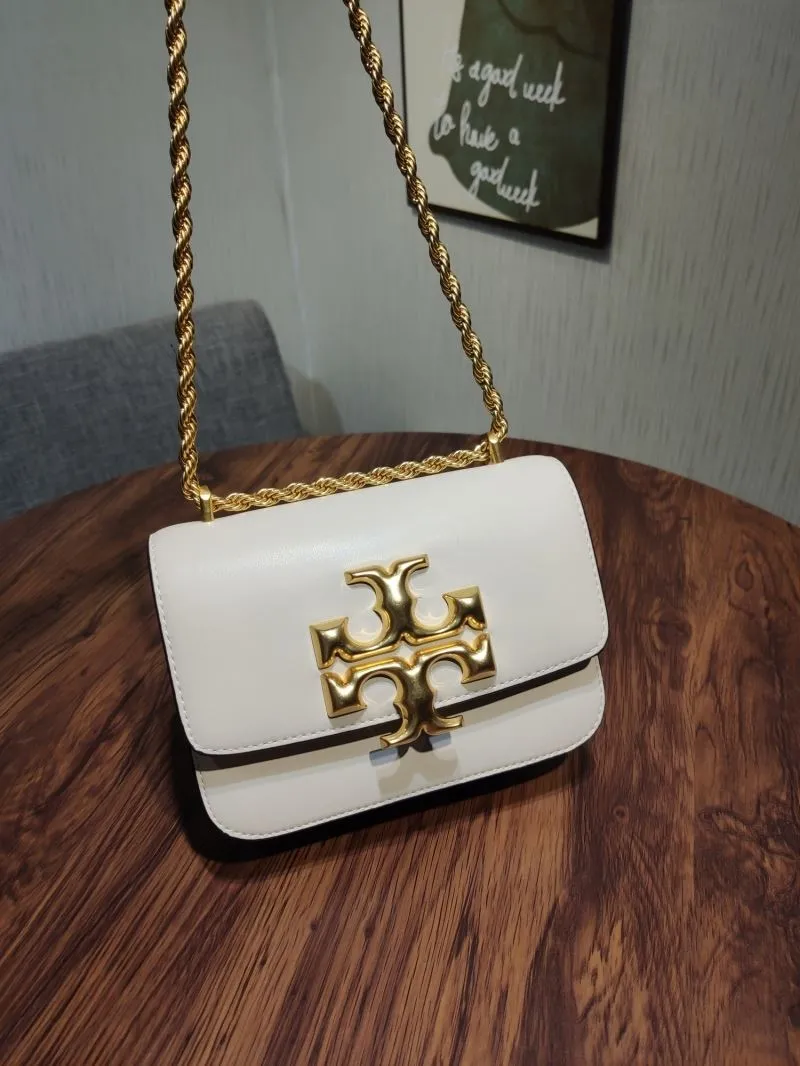 Tory Burch White Leather Chain Satchel Bag