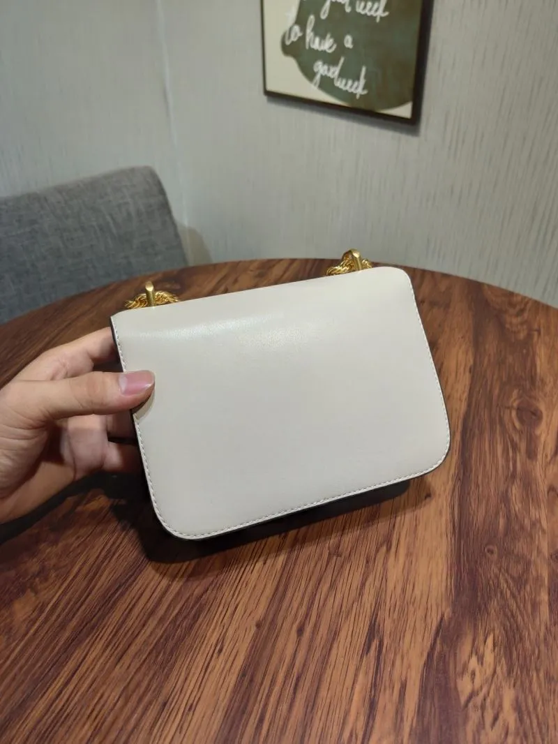 Tory Burch White Leather Chain Satchel Bag - Image 8