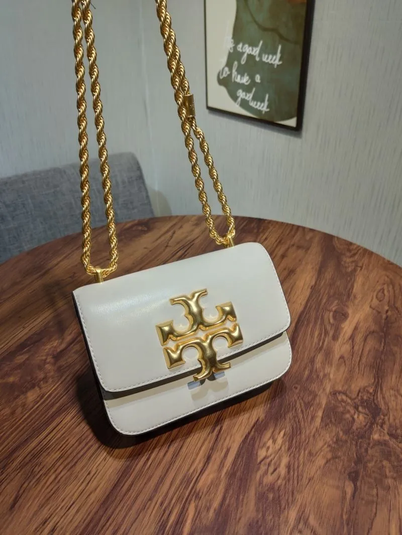 Tory Burch White Leather Chain Satchel Bag - Image 9